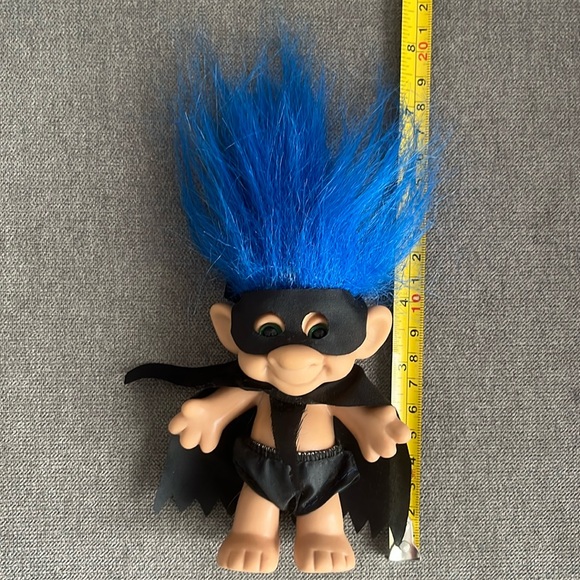 Vintage Blue Haired, Green Eyed Batman/Zorro/Masked Superhero Forest Troll Doll - Picture 7 of 7